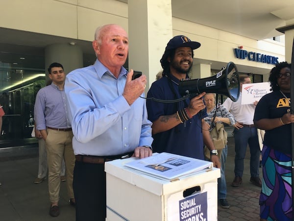 National Committee president Max Richtman protests the closure of Social Security office in Alexandria, VA