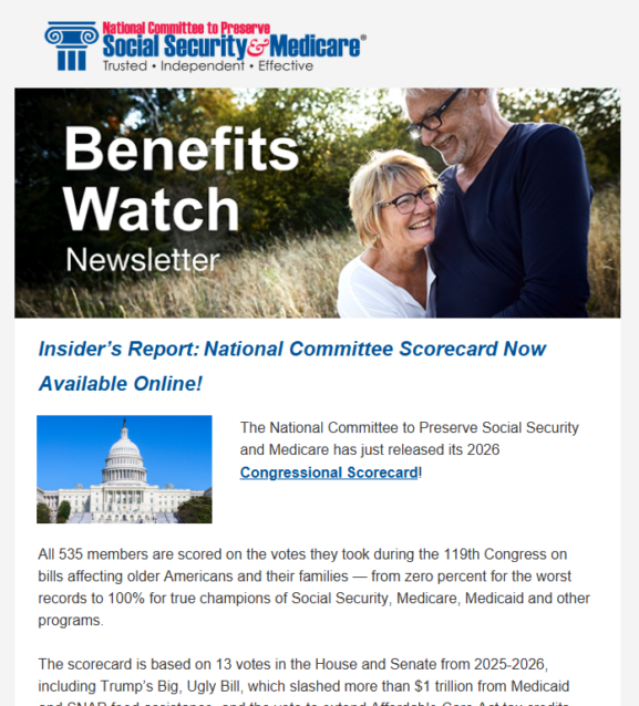 A screenshot of the Benefits Watch newsletter.